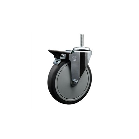 Service Caster 6 Inch Thermoplastic Rubber Wheel Swivel 58 Inch Threaded Stem Caster with Brake SCC SCC-TS20S614-TPRB-PLB-58212