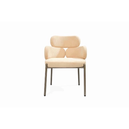 Homeroots Beige and Gunmetal Boucle and Steel Dining Arm Chair 719094