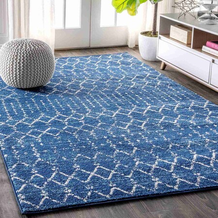 Jonathan Y Moroccan HYPE Boho Vintage Diamond Blue/White 8 ft. x 10 ft. Area Rug MOH101A-8