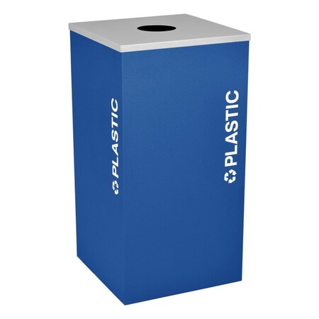 Ex-Cell Kaiser Square Recycling Receptacle with Plastic Decal, Royal Blue Texture RC-KDSQ-PL RYX
