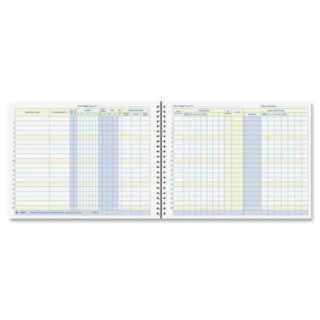 Adams Weekly Payroll Record- Up to 20 Employees- Spiral- 11 in x 8.5 in AFR50