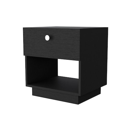 Homeroots 20" Black Wood One Drawer Nightstand with Integrated Tech 518174