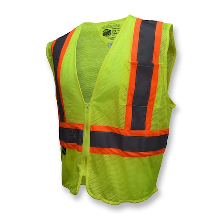 Radians Economy Fire-Resistant Self-Extinguishing Safety Vest with 2-Tone Trim, 4XL, Hi-Viz Green SV225-2ZGM-4X