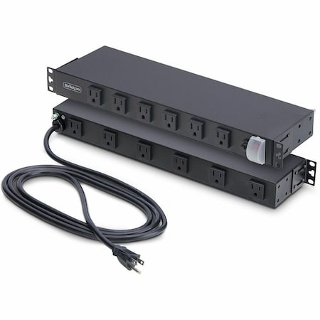 Startech.Com 12-OUTLET RACKMOUNT PDU, 1U SERVER POWER STRIP WITH WIDE-SPACED RIGHT-ANGLE PORT 1215B8H-RACK-PDU-RA