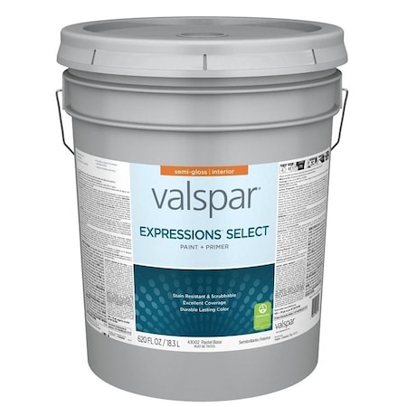 Valspar Expressions Select 4300 Latex Paint, Acrylic Base, Semi-Gloss, Pastel Base, 5 gal 028.0043002.008