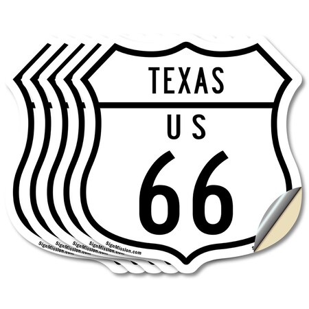 Signmission Texas Route Marker Shield Sign Us 66, 4 inch X 4 inch, Vinyl Decal, 5PK SHI-D-5PACK-4-466