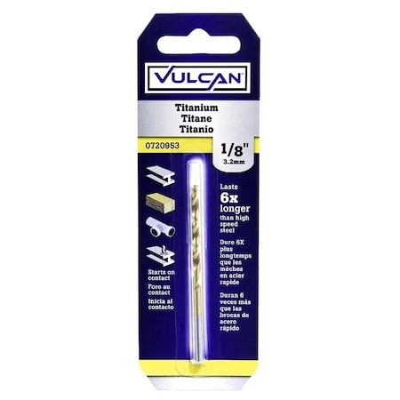 Vulcan Jobber Drill Bit, 1/8 in Dia, 2-3/4 in OAL, Straight Shank 218571OR