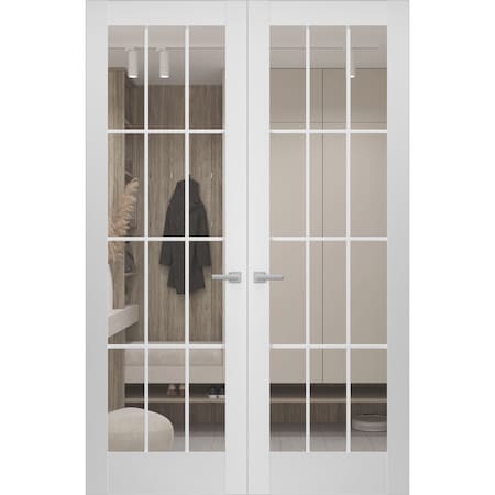 Sartodoors Hidden Double Doors, Felicia 3355 White Silk Concealed Metal Frame 72 x 84 (2* 36x84) Left-hand Out FELICIA3355DMF-WS-72x84-LH-O