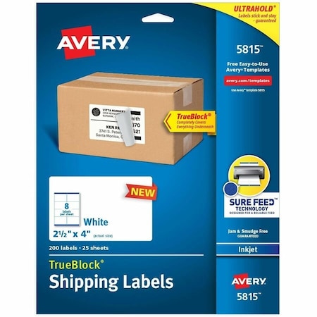 Avery Printable Blank Shipping Labels, PK200 5815
