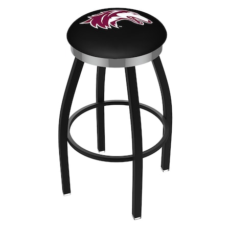 Holland Bar Stool Co 36" Blk Wrinkle Southern Illinois Swivel Bar Stool, Chrome Ring L8B2C36SouIll