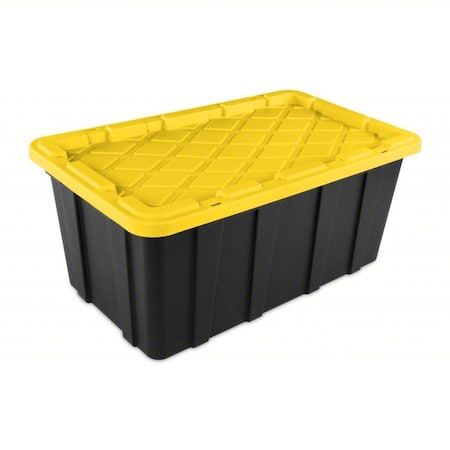 Sterilite Stack & Nest Storage Tote W/ Lid, 38 gal, 37-1/2 in L x 21-5/8 in W x 15-7/8 in H, Black, Plastic 50679Y04