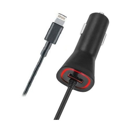 Panda Fast Rapid Apple Lightning Car Charger with Extra USB Port for iPhone PANAPDCCBK03