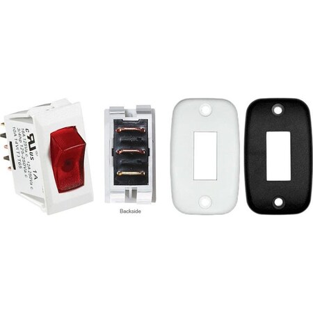 Rv Designer WHITE W/RED INDICATOR LIGHTS - CUT-OUT .550IN X 1.125IN S365