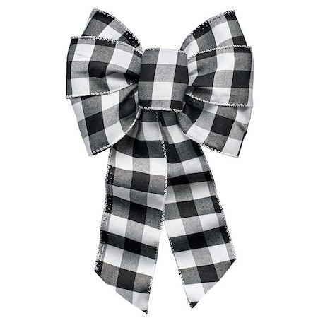 Holiday Trims Christmas Specialty Decoration, 1 in H, Bow Plaid, Fabric, Black/White 7444