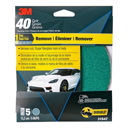 3M Sanding Disc with Stikit Attachment, 6 in, 40 Grit, 20PK 31547
