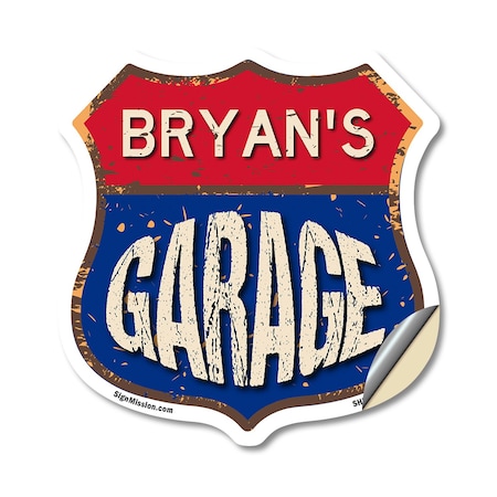 Signmission Bryan's Garage, 18 Inch X 18 Inch, Vinyl Decal SHI-D-18-383-BRYAN