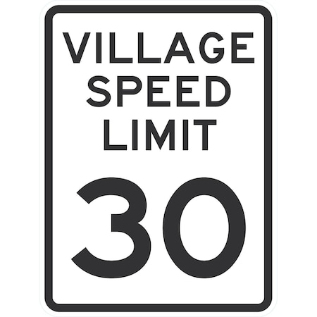 Lyle Village Speed Limit 30, 18x24, Non-Reflective, White G-11290-NA_18x24