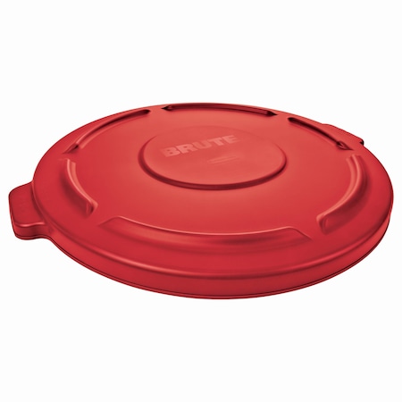 Rubbermaid Commercial BRUTE 32 gal Trash Can Lid, Flat Red, Resin, 0 Openings 22 1/4 in W/Dia FG263100RED