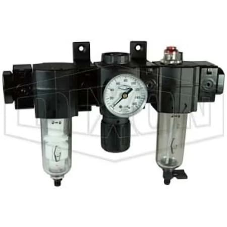 Dixon Norgren by Compact Relieving Combination Unit, 3/8 in Port, 70 SCFM Flow Rate, Polycarbonate Bowl, E73-3M