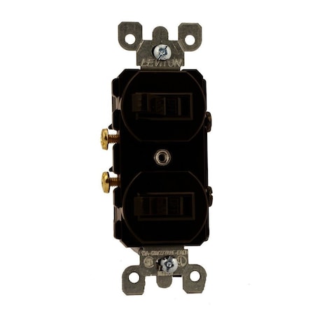 Leviton Duplex Style Single-Pole / Single-Pole AC Combination Switch, 15 Amp, 120/277 Volt, Brown 5224-2