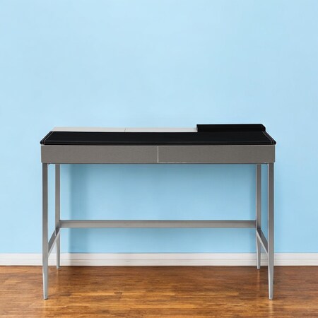 Homeroots 43" Black and Gray Writing Desk With Two Drawers 543771