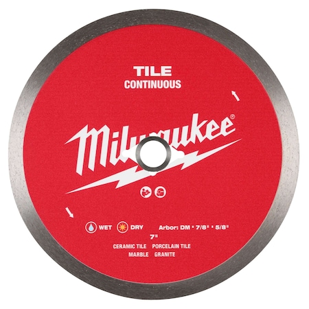Milwaukee Tool DiamondSawBlade, Diam:7", Arbor:5/8", 7/8" 49-93-9507