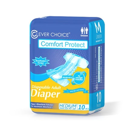 Clever Choice Comfort Protect Adult Diapers, Medium 40-50in, 10PK 98302014008
