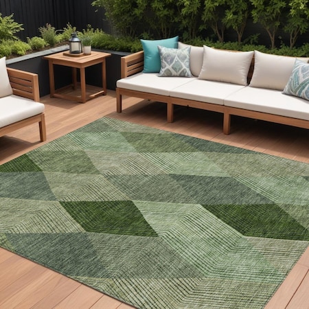 Homeroots 10' X 14' Green Mint Green And Sage Argyle Washable Indoor Outdoor Area Rug 613692