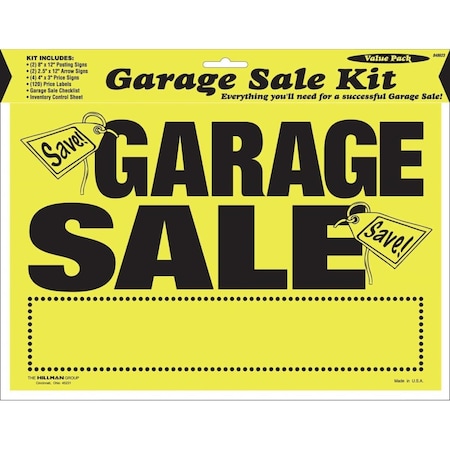 Hillman 8 x 12 in. Plastic Garage Sale Sign Kit, Yellow 848623