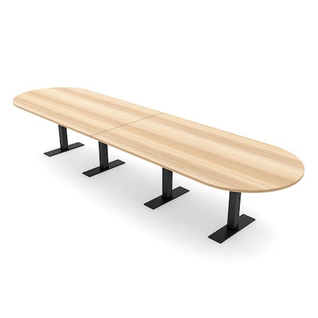 Skutchi Designs 14ft Racetrack Conference Table With Power | Harmony Series | 14 Person Meeting Room Table HAR-RAC-48X168-T.BK-K525-NA