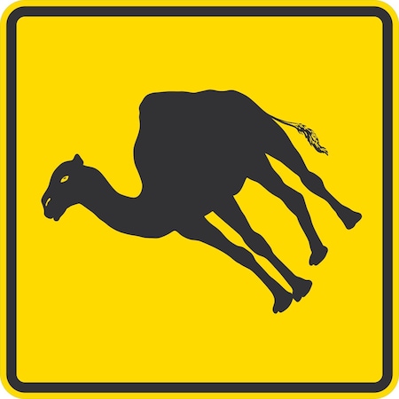 Lyle Running Camel Crossing Symbol, 24x24, Diamond Grade, Yellow G-12223-DG_24x24