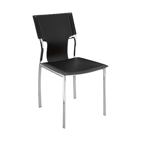 Homeroots Set of Four Black and Silver Metal and Leather Partially Open Back Dining Side Chairs, 4PK 553901