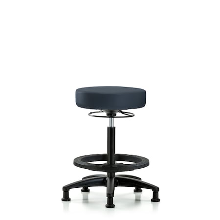 Blue Ridge Ergonomics Bench Stool, Hi, Vinyl, BF, Glides, Nav BR-VHBSO-RG-BF-RG-8582