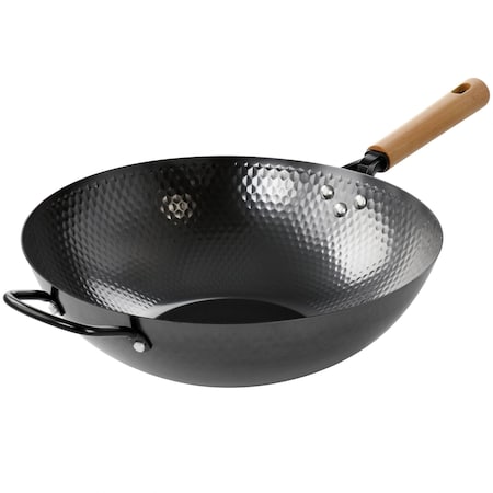 Oster Bressler 13.5in Nonstick Carbon Steel Wok with Wooden Handle 137516.01