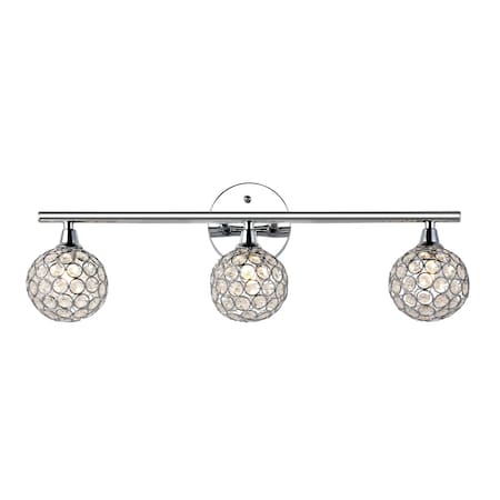 Jonathan Y Maeve 23" 3-Light Iron/Glass Contemporary Glam LED Vanity Light, Chrome JYL7536A