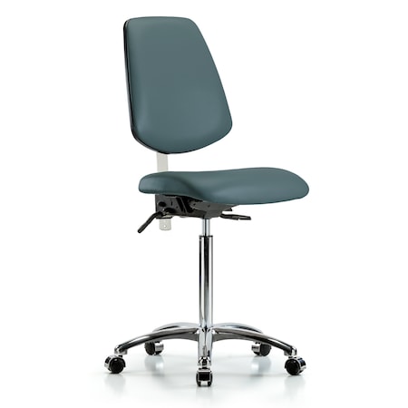 Blue Ridge Ergonomics Clean Room Chair Vin Med Ben Chair, Med, Bk, Blu, CL100, No Arms, 22" to 29" Height, Vinyl BR-NCR-VMBCH-MB-CR-T0-A0-NF-CC-8546