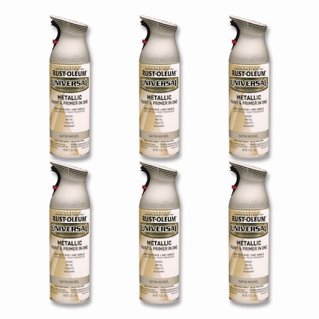 Rust-Oleum Universal Premium Spray Paint, Aged Nickel, 12 oz Aerosol Can, 6PK 249130