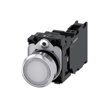 Siemens Illuminated pushbutton, 22 mm, round, metal, shiny, white, pushbutton 3SU1152-0AB60-3FA0