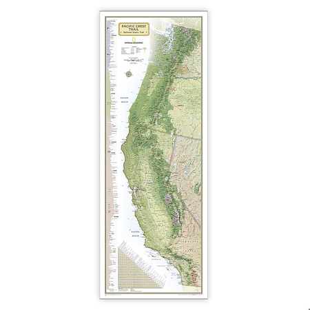 National Geographic Pacific Crest Trail Map, Laminated, 18'' x 48'' RE01020759