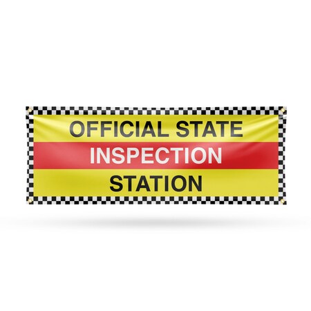 Signmission Official State Inspection Station, 18 Inch x 48 Inch, Vinyl Banner B-30768