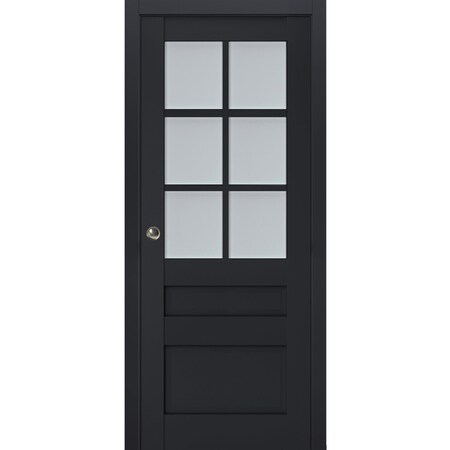 Sartodoors Sliding French Pocket Door with Frosted Glass 36x84 Solid Core Modern Interior VEREGIO7339PD-ANT-36 x 84