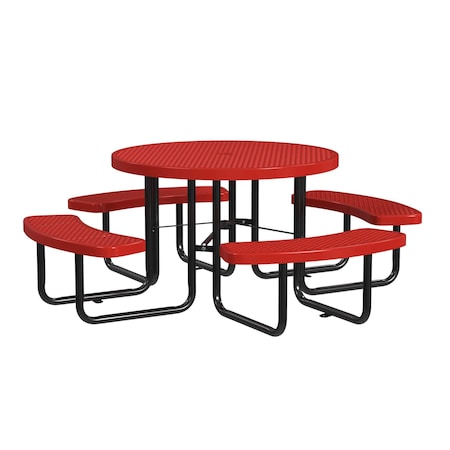 Leisure Craft Round Picnic Table, Red, Surface Mount, 46 in T46ROSM-RED