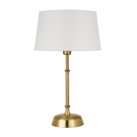 Homeroots 24" Brass Metal Table Lamp With White Drum Shade 524300