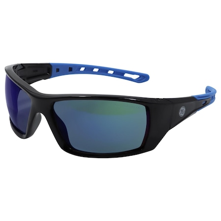 General Electric 04 Series Anti-Fog Impact-Resistant Safety Glasses Blue Mirror Lens Black/Blue Fram GE104BAF