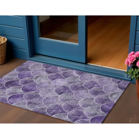 Homeroots 3' X 5' Purple Lilac And Lavender Abstract Washable Indoor Outdoor Area Rug 577679