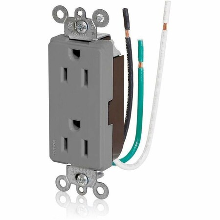 Leviton Commercial Grade Decora Receptacle, 15 Amp, 125 Volt 16252-LGY