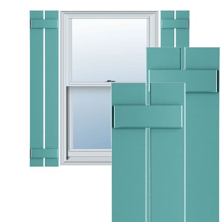 Ekena Millwork True Fit PVC, Two Board Spaced Board-n-Batten Shutters, Pure Turquoise, 11 1/4W x 78H, PR TFP101SBF11X078PT