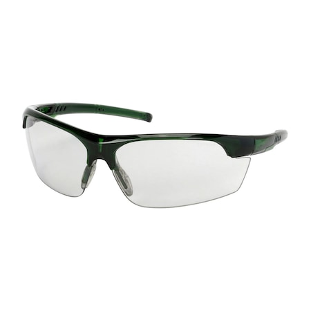 Bouton Optical Semi-Rimless Safety Glasses with Green Frame, Light Gray Lens and FogLess 3Sixty Coating 250-58-0551