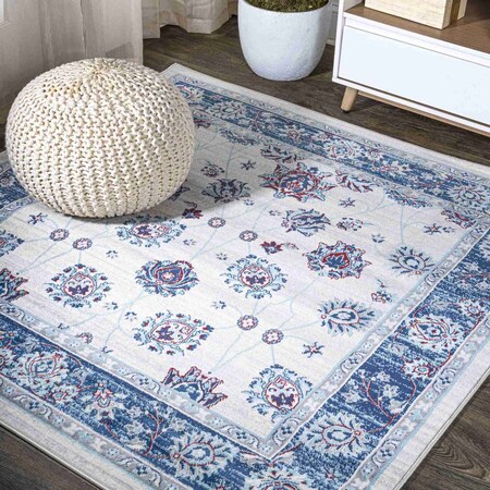 Jonathan Y Modern Persian Vintage Moroccan Traditional Blue/Ivory/Red 6 ft Square Area Rug MDP101C-6SQ