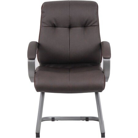 Boss Office Products Boss Reception Guest Chair with Arms - Leather - Mid Back - Brown B8779P-BN
